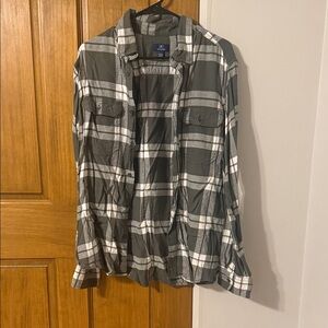 George Green and White Plaid Shirt Jacket